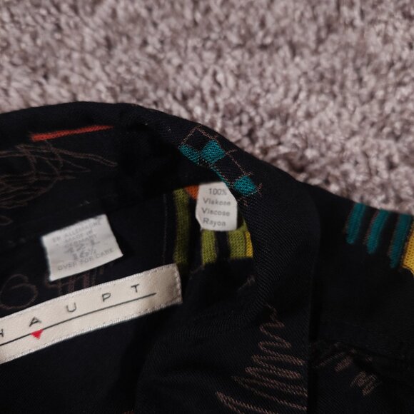 Haupt Short Sleeve Button Shirt Mens 42-L 16.5 Abstract Geometric Artsy - Picture 13 of 16